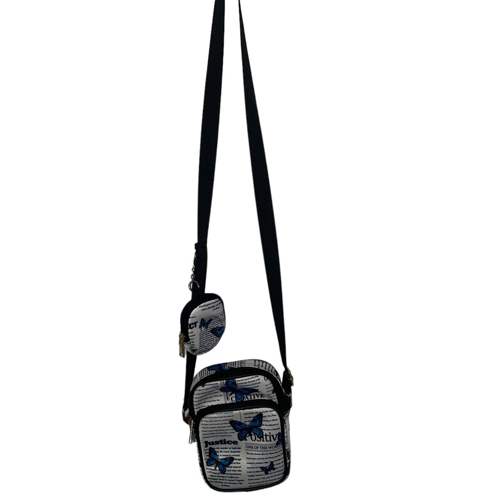 Travel bag with butterfly print with an additional smaller bag for Earphones!